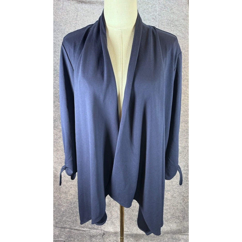 IMAN Women 1X Cardigan Blue Long Sleeve Chic Pullover‎ Work Office Wear Stretch